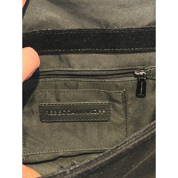 Rebecca Minkoff Velvet Quilted Chevron Crossbody Bag Black Adjustable Chain - Picture 10 of 11